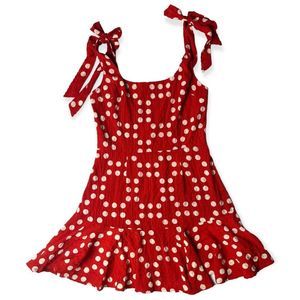 Luxxel Red White Polka Dot Mini Fit & Flare Mini Dress Women’s Small NWT